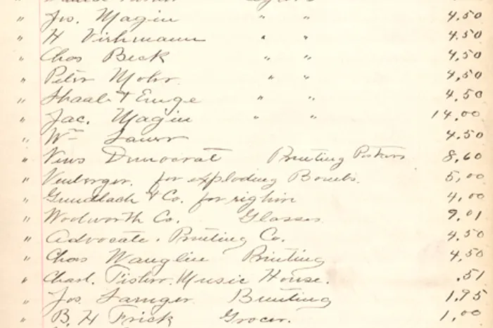 Handwritten list of names and prices